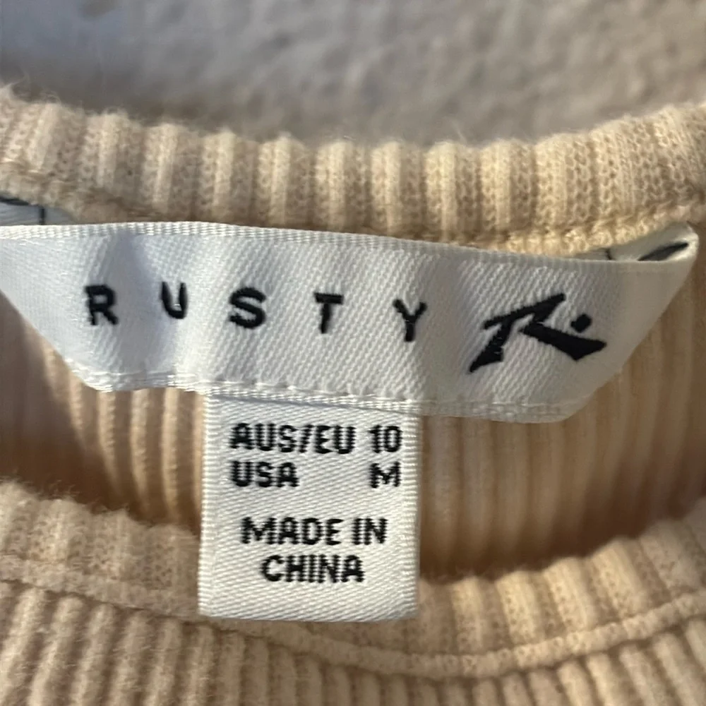 Rusty Cream Ribbed Raw Hem Women's Tank Top - Picture 3 of 7